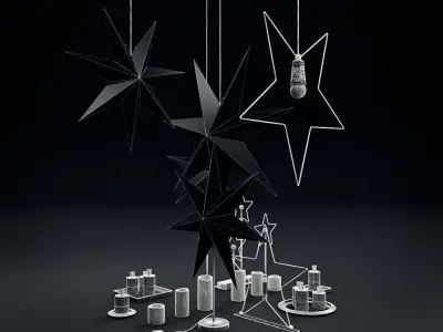 Christmas decorations IKEA set - with stars and candles lamps 3D model