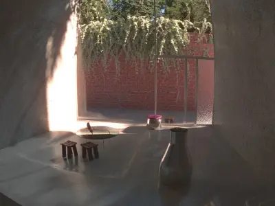 Various Objects Scene An ivy Vase Chairs and a Glass table 3D model