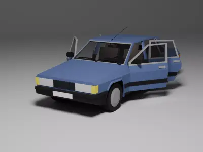 Low Poly 1980s Executive Sedan 3D Model Free Download Car03 Free low-poly 3D model
