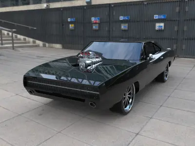 Dodge Charger RT 1970 Super Charger Low-poly 3D model