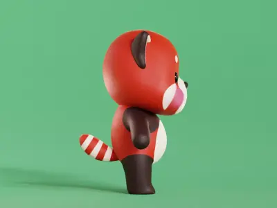  Red Panda Cartoon Character Chibi Kawaii  Low-poly 3D model