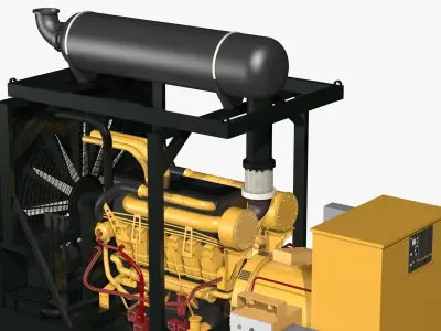 Yellow Industrial Generator Model 3D model