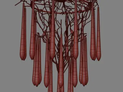 Chandelier with branches hanging from it Free 3D model