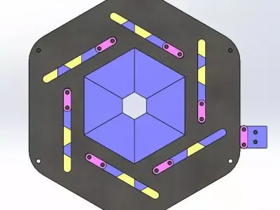Sliding Iris mechanical-hexagon with center hole 3D print model