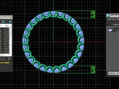 U Shaped Eternity Ring 2 point 4 mm stone size swiss 13 and EU53 3D print model