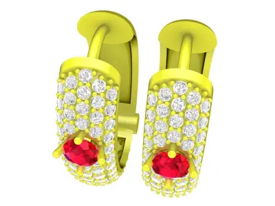 A6673 Luxury Diamond Women Hoop Earrings 3D Model 3D print model