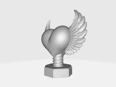 Winged Heart Sculpture Romantic Valentine Day Gift 3D print model