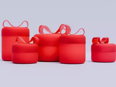 Red Gift Boxes Set Low-poly 3D model