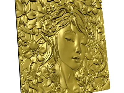 Japanese anime girl 3D model CNC cutting file 3D print model