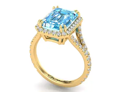 Engagement Ring With Emerald Stone 3D print model