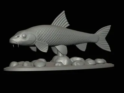fish gudgeon underwater statue detailed texture 3D print model