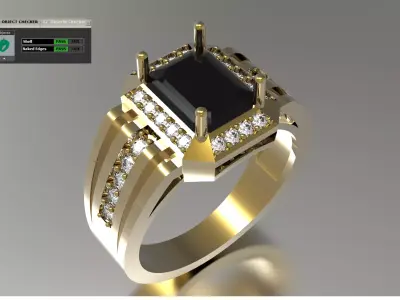 Bold Men STL 3D Ring with Black Onyx model mr0325 3D print model