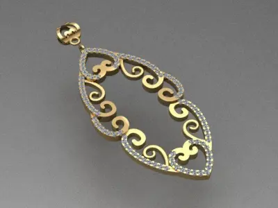 Luxury Diamond Golden Necklace  3D print model