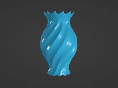 Vase porcelain blue 4 3D model