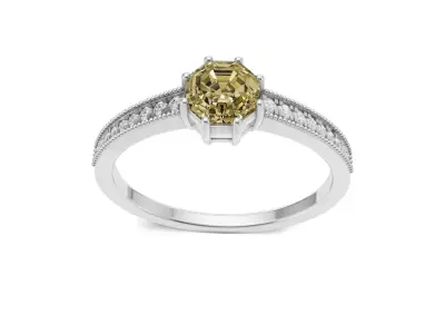 Solitaire Ring with Side Diamonds 3D print model