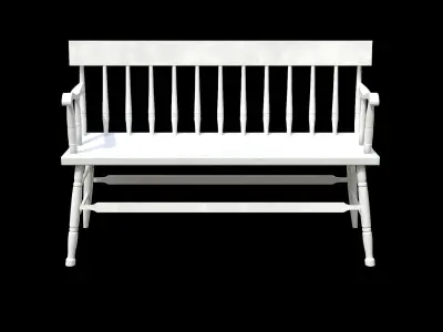 Bench white Painted Low-poly 3D model