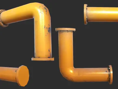 Rusty Pipes PBR Low-poly 3D model