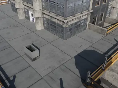 Highrise Building with dirty design and interior Low-poly 3D model