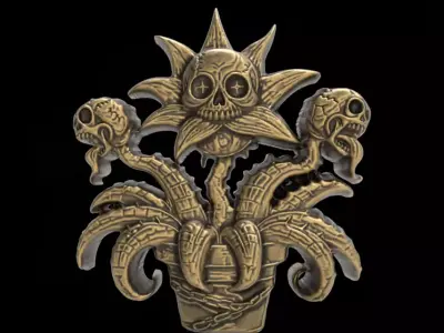 scary monster plants skull flower cnc model 3D print model