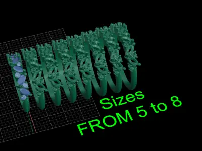 Marquise and round diamond ring 3D print model