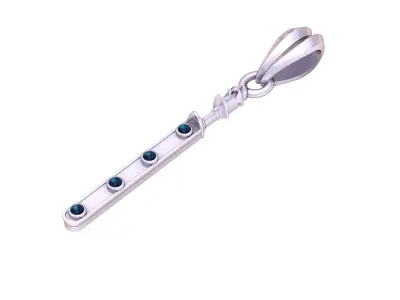 Elegant Linear Gem Bar Pendant  3D Printable  Model 3D print model