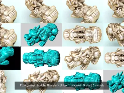 Pixiu guanyin buddha Bracelet - Unicorn  bracelet - 5 size 3D Model Collection