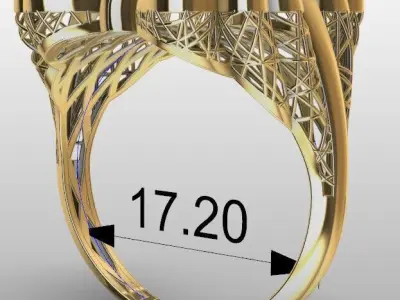 Elegant Floral Organic Gold Ring Design  Size 7 US  Modern Style 3D print model