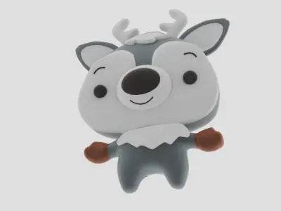 Plush Cartoon Moose Low-poly 3D model