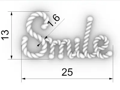 Smile pendant initial jewelry for 3d print ready 3D print model