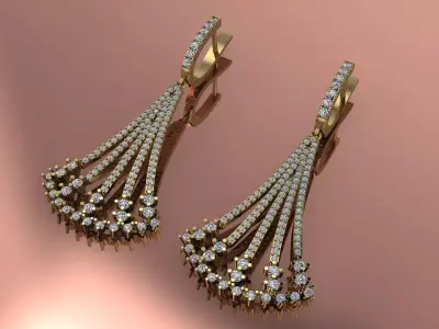 Jewelry Earrings Brand Gold Diamond 3D print model buy