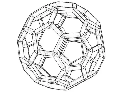 Wireframe Shape Truncated Icosahedron 3D print model