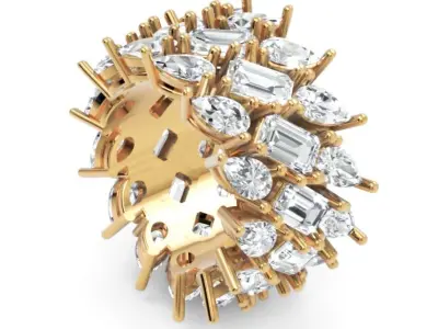 luxury pear and emerald cut full eternity diamond ring design 3D print model