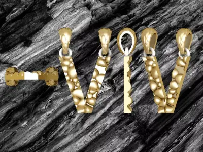  V LETTER Alphabet ROCKS PENDANT 3D print model 3D print model