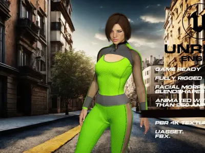 Fitness girl full rigged - game ready - animated Low-poly 3D model