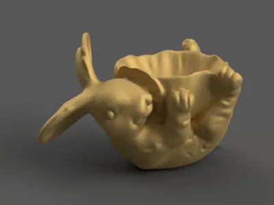 Bunny Planter urn candy container candle holder 3D print model