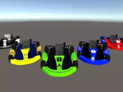  Simple Low Poly Kart pack Low-poly 3D model
