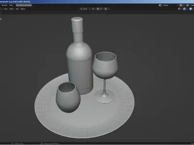 Holiday Decor - Wine - Glasses - Candles 3D model