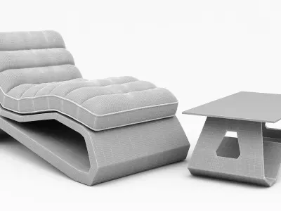 Modern standard chais long size Low-poly 3D model