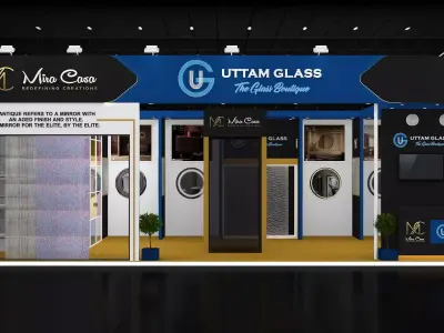 10mtr x 5mtr expo stall 2side open Exhibition Stand Design  Low-poly 3D model