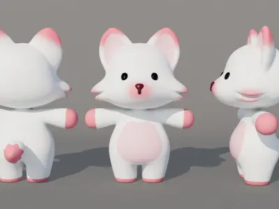 Rigged Cartoon Fox Low-poly 3D model
