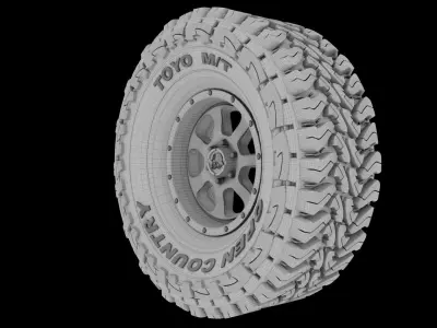 Jeep Tire - Toyo Open Country Full set TIRE and RIMS 3D print model