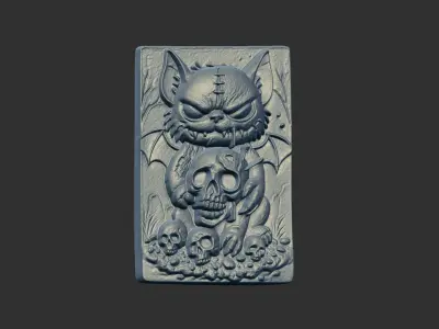 cat hallowen skull decor  3D print model