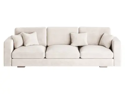 Modern Square Arm Fabric Sofa 3D model