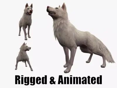 low-poly animated dog Low-poly 3D model