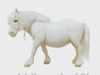 Friesian Horse with Flowing Mane and Feathered Legs Low-poly 3D model