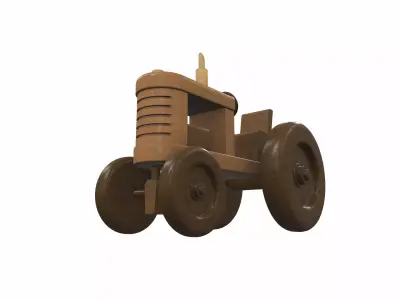 Wooden tractor toy 7 Free 3D model