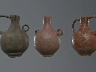 Collection of Ancient Clay Pitcher Low-poly 3D model