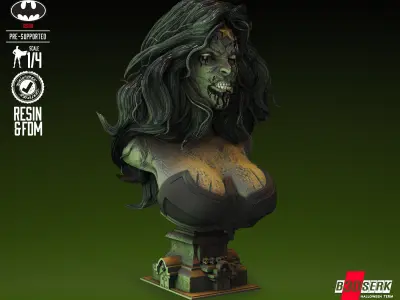B3DSERK Wonder Woman Zombie Bust Tested for 3D printing 3D print model
