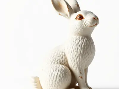 Charming Rabbit Figurine Model Pack Low-poly 3D model