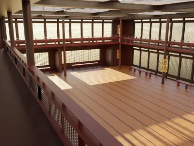 Japanese Dojo Low-poly 3D model